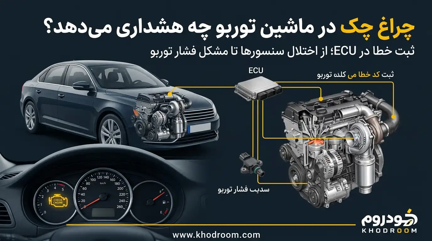 روشن شدن چراغ چک در خودروی توربوشارژ و هشدار ECU درباره اختلال احتمالی در عملکرد موتور و سیستم توربو