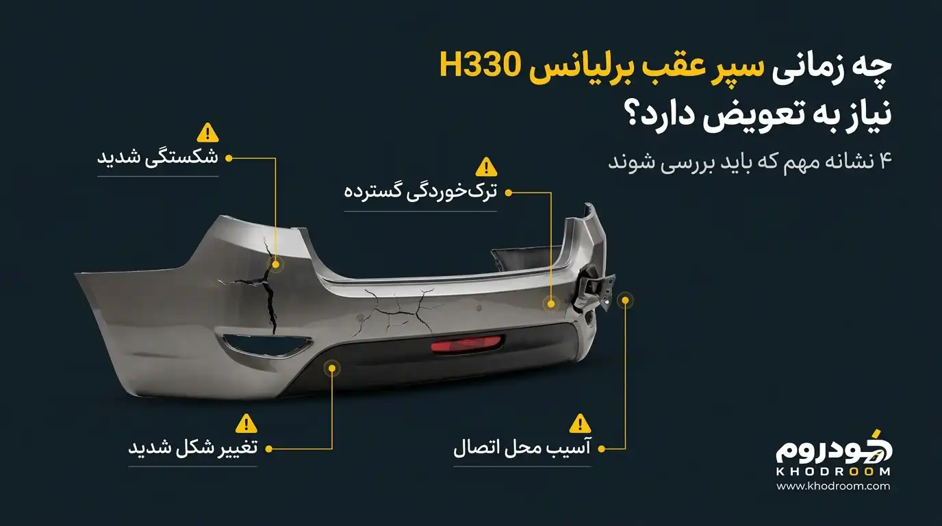 نشانههای آسیب شدید سپر عقب برلیانس H330 برای تعویض